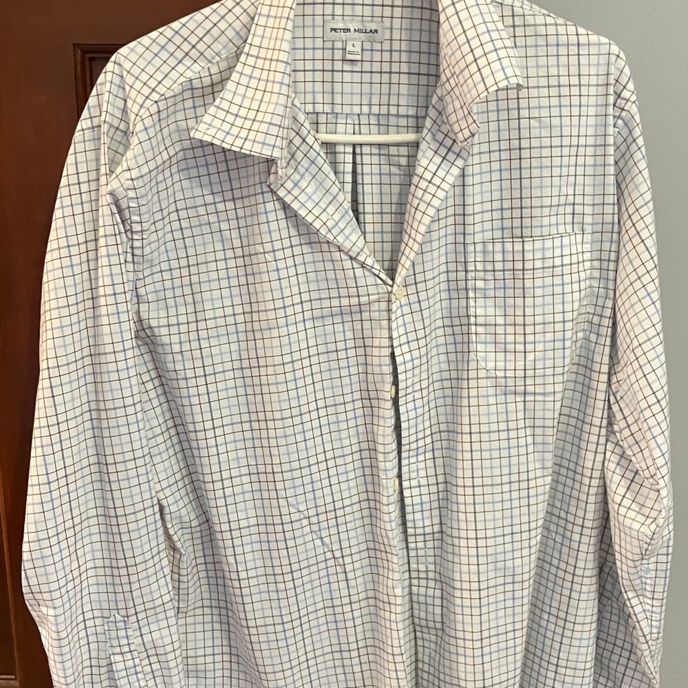 Peter Millar Men's Checkered Button Down Shirt